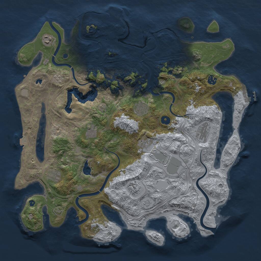 Rust Map: Procedural Map, Size: 4300, Seed: 891865, 16 Monuments