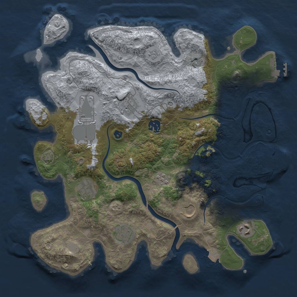 Rust Map: Procedural Map, Size: 3500, Seed: 1184996385, 14 Monuments