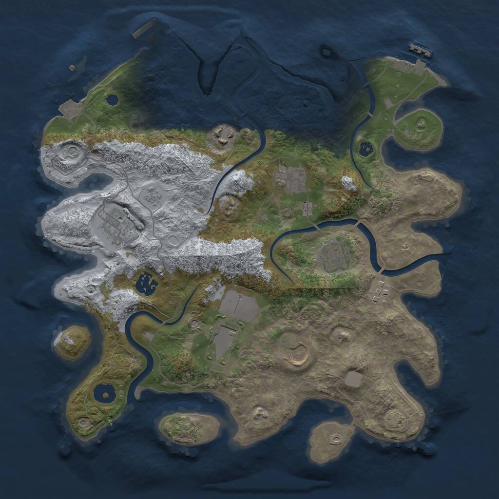 Rust Map: Procedural Map, Size: 3500, Seed: 158112563, 14 Monuments