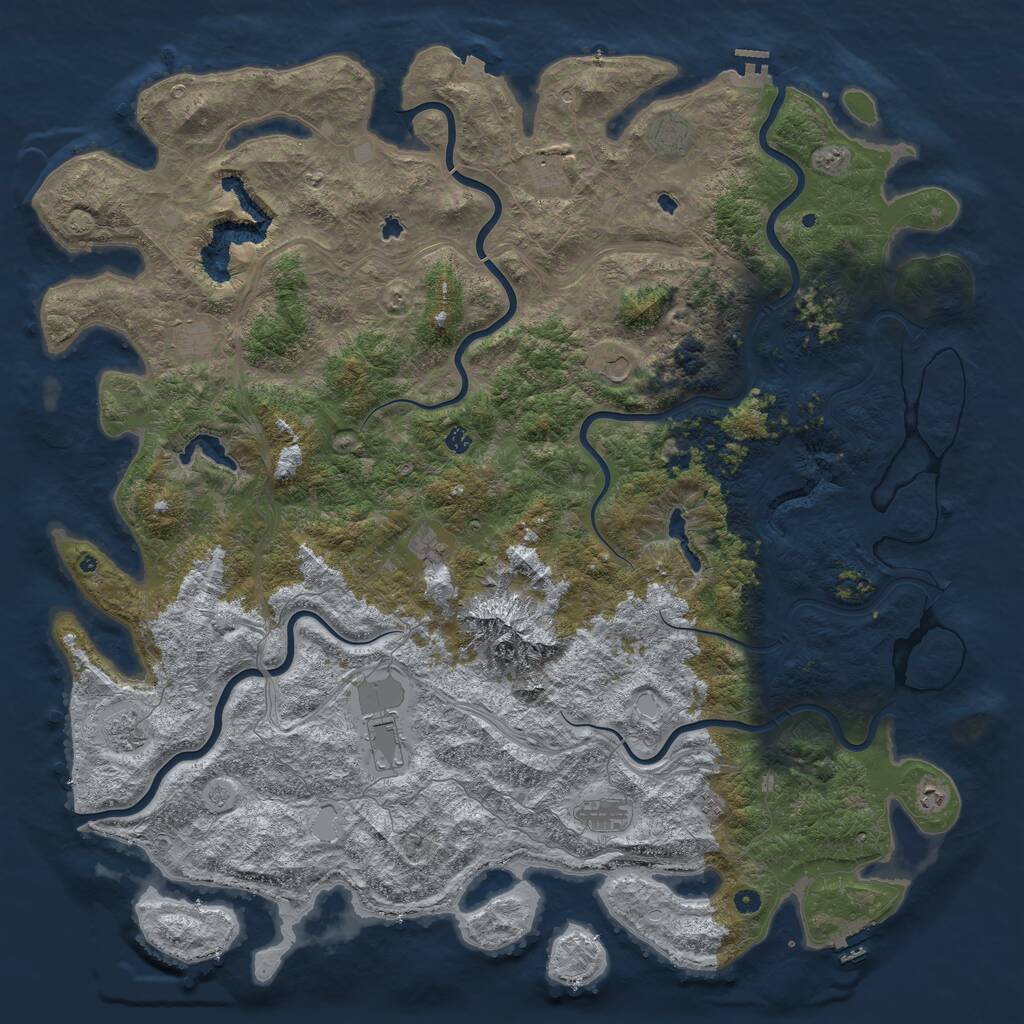 Rust Map: Procedural Map, Size: 6000, Seed: 17242312, 17 Monuments