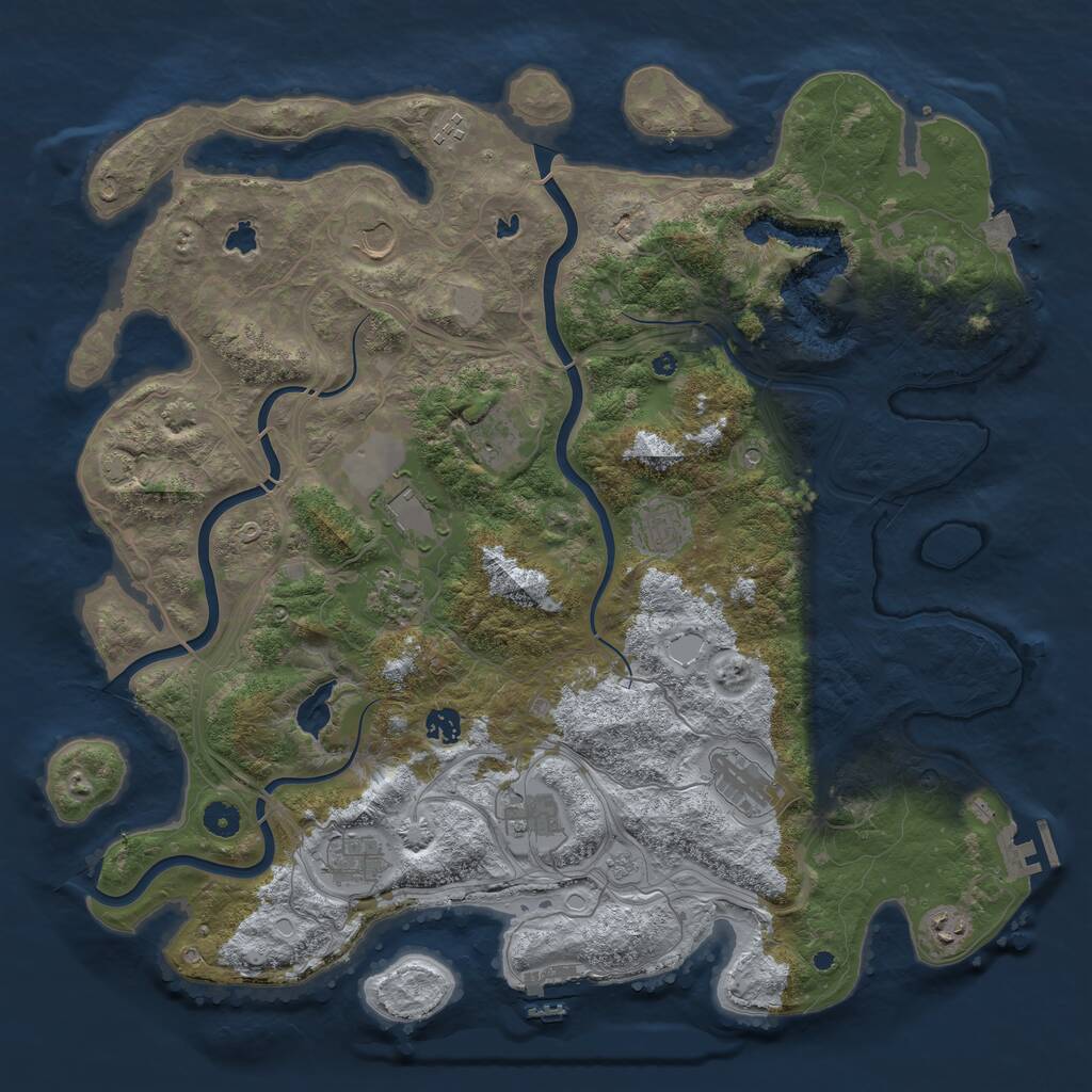 Rust Map: Procedural Map, Size: 4500, Seed: 281669639, 17 Monuments