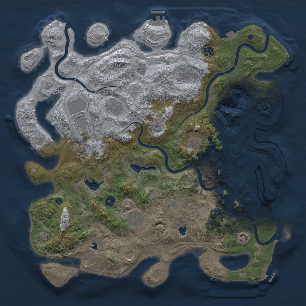 Rust Map: Procedural Map, Size: 4500, Seed: 2037938936, 17 Monuments