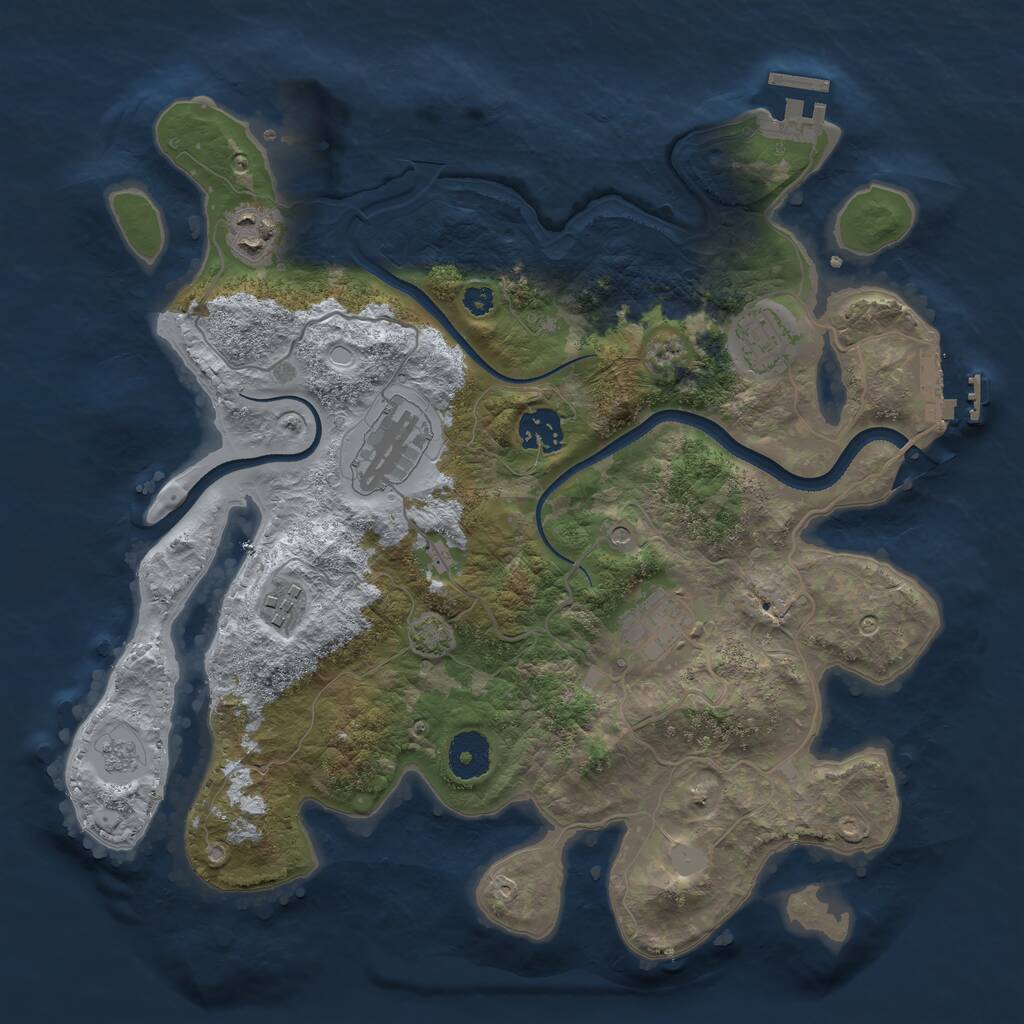 Rust Map: Procedural Map, Size: 3400, Seed: 799558777, 12 Monuments