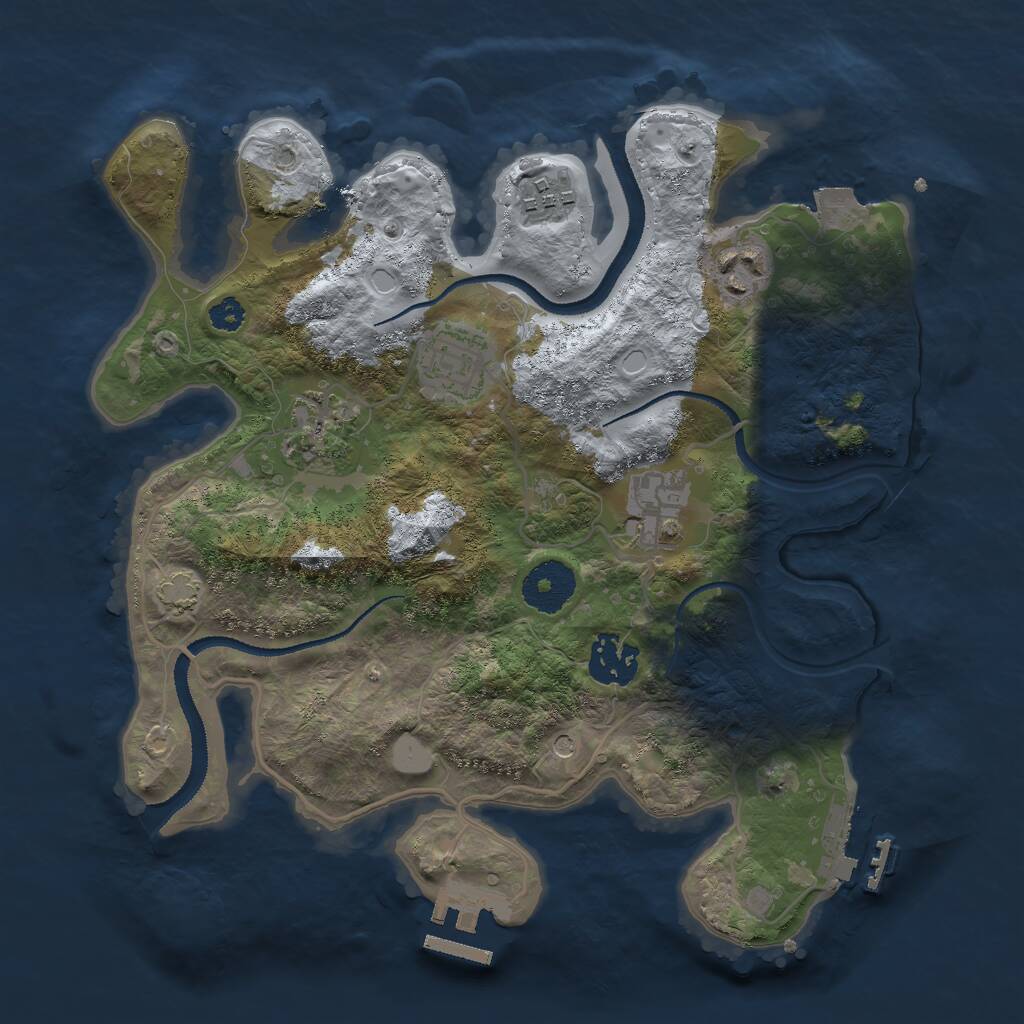 Rust Map: Procedural Map, Size: 3000, Seed: 308903917, 11 Monuments