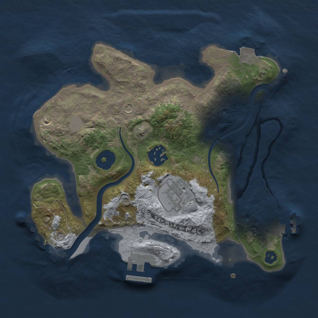 Rust Map: Procedural Map, Size: 2500, Seed: 3700, 6 Monuments