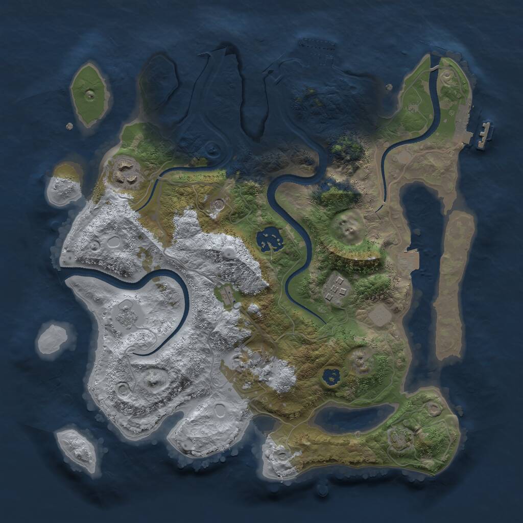 Rust Map: Procedural Map, Size: 3000, Seed: 1346457, 10 Monuments