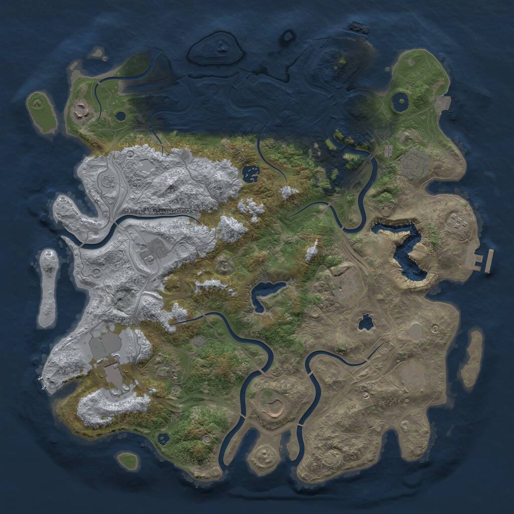 Rust Map: Procedural Map, Size: 4300, Seed: 837465, 16 Monuments