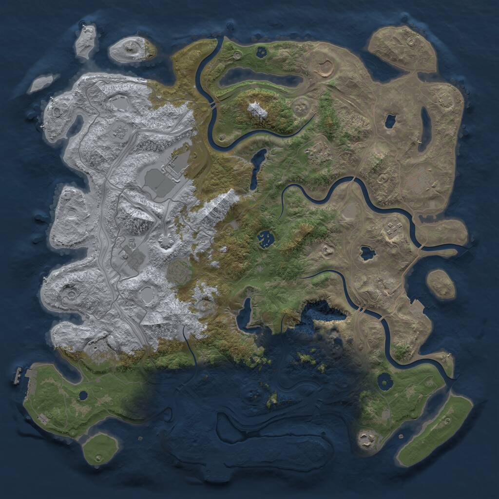 Rust Map: Procedural Map, Size: 4500, Seed: 1234567800, 16 Monuments