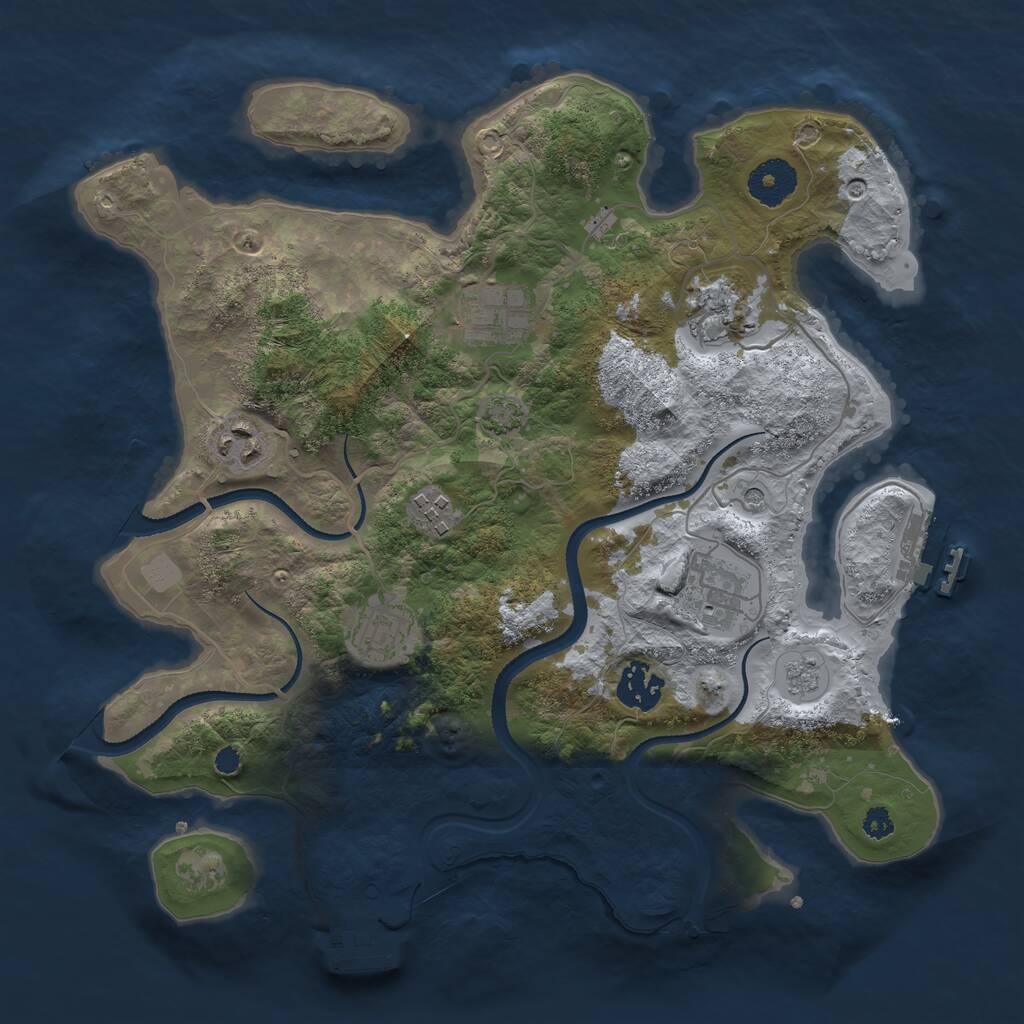 Rust Map: Procedural Map, Size: 3300, Seed: 144377364, 13 Monuments