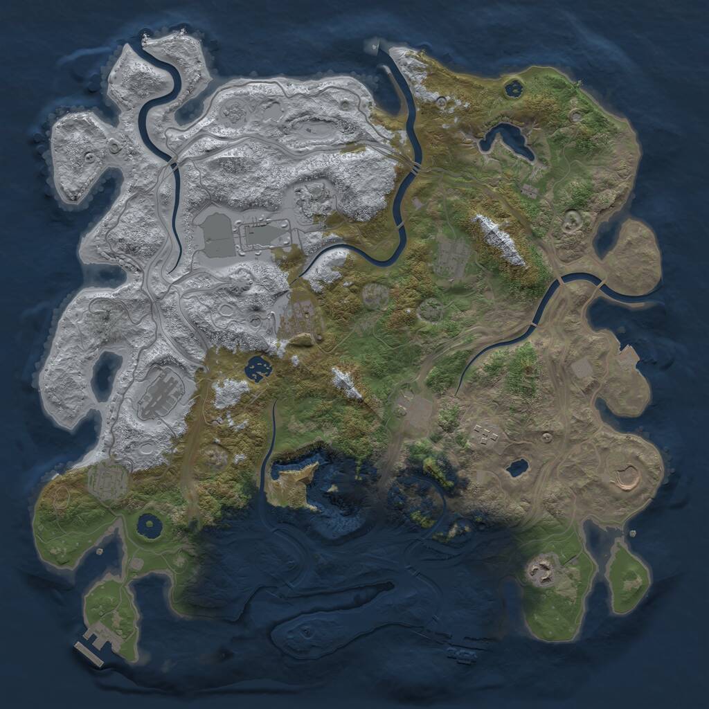 Rust Map: Procedural Map, Size: 4250, Seed: 176881963, 17 Monuments