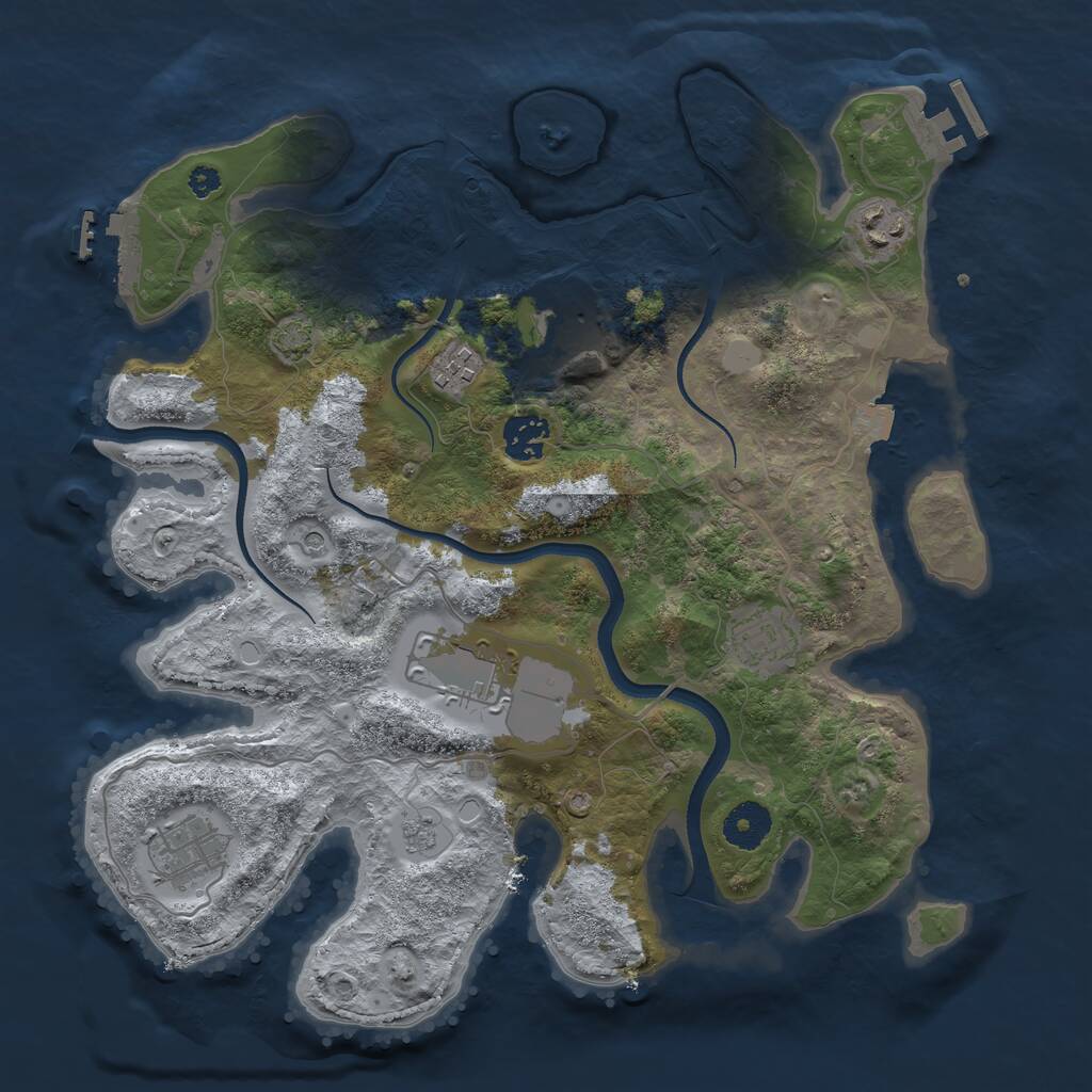 Rust Map: Procedural Map, Size: 3500, Seed: 485753838, 13 Monuments