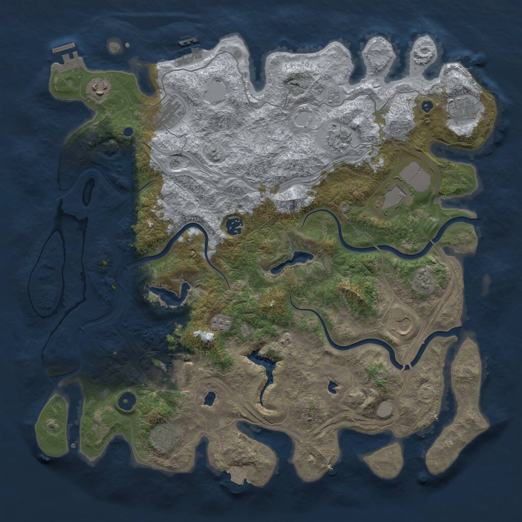 Rust Map: Procedural Map, Size: 4500, Seed: 246203621, 16 Monuments