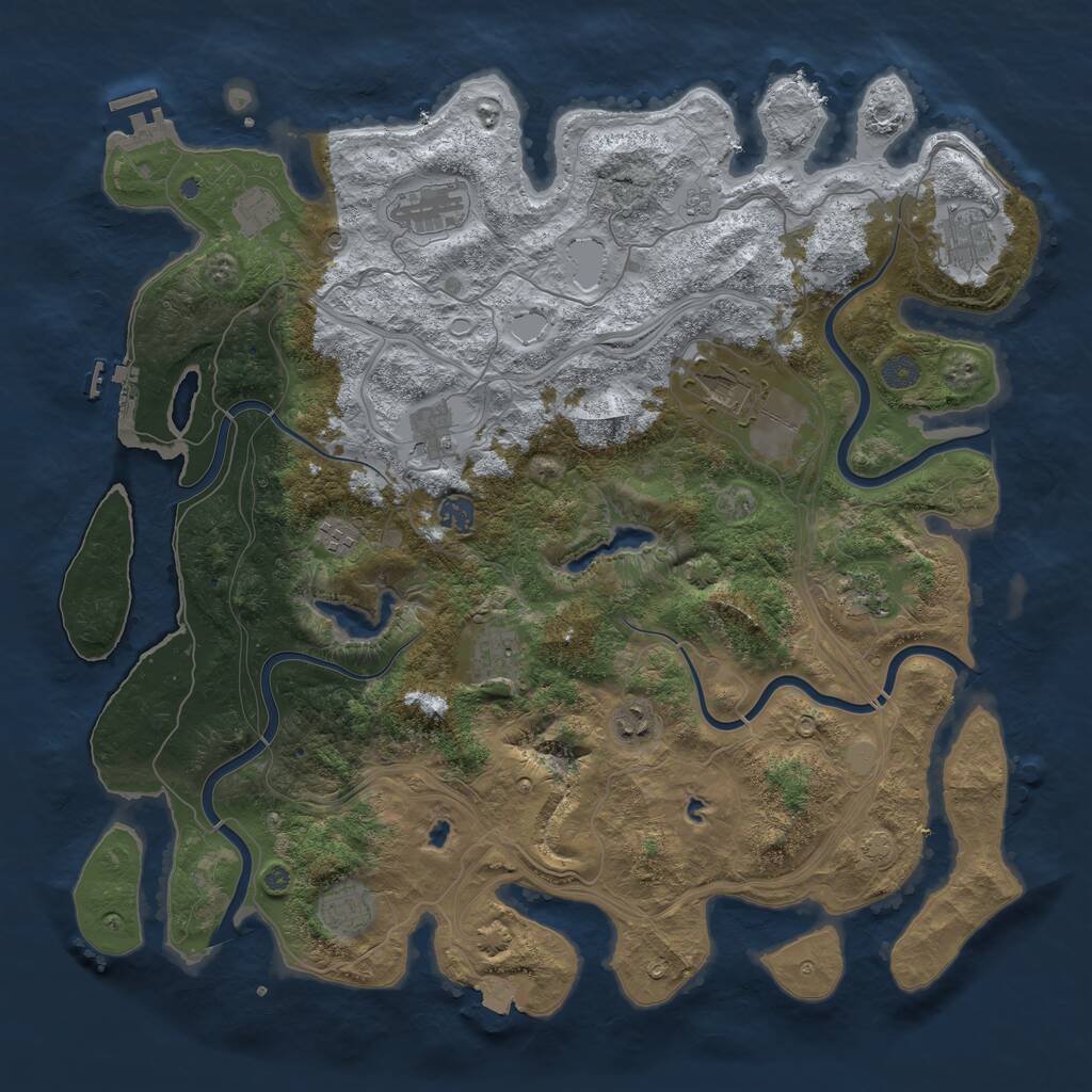 Rust Map: Procedural Map, Size: 4500, Seed: 246203621, 18 Monuments