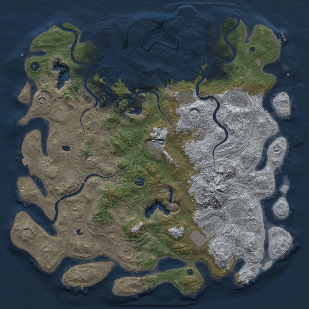 Rust Map: Procedural Map, Size: 5000, Seed: 1096933804, 17 Monuments