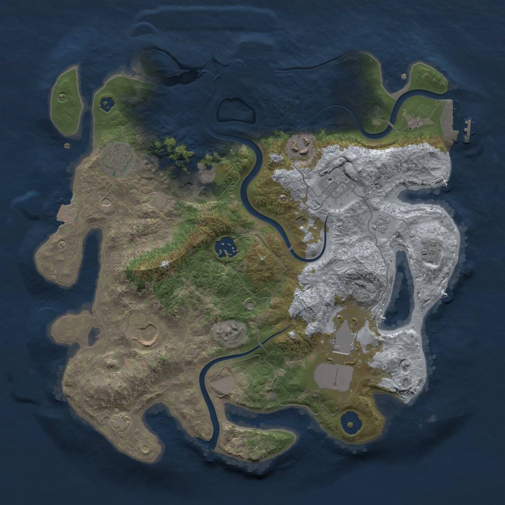 Rust Map: Procedural Map, Size: 3500, Seed: 845845492, 14 Monuments