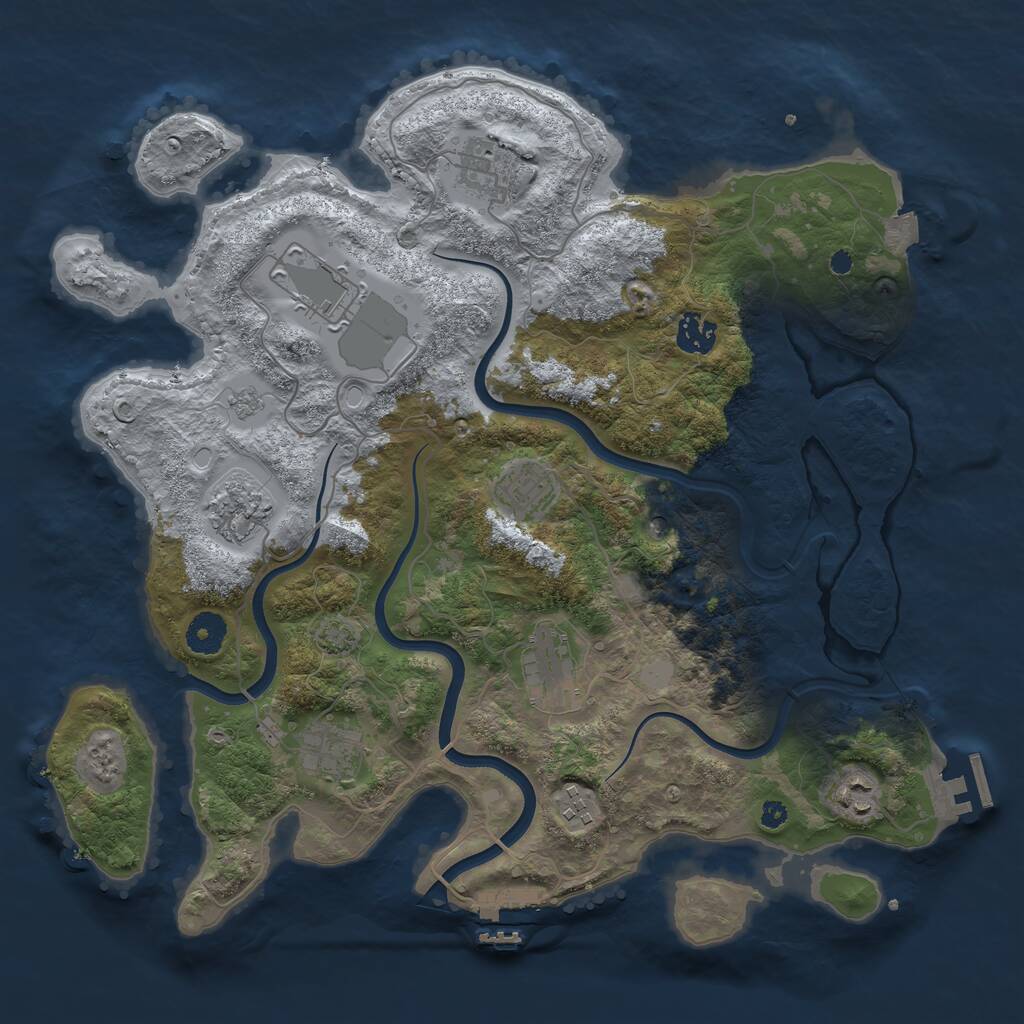 Rust Map: Procedural Map, Size: 3750, Seed: 1100598524, 15 Monuments