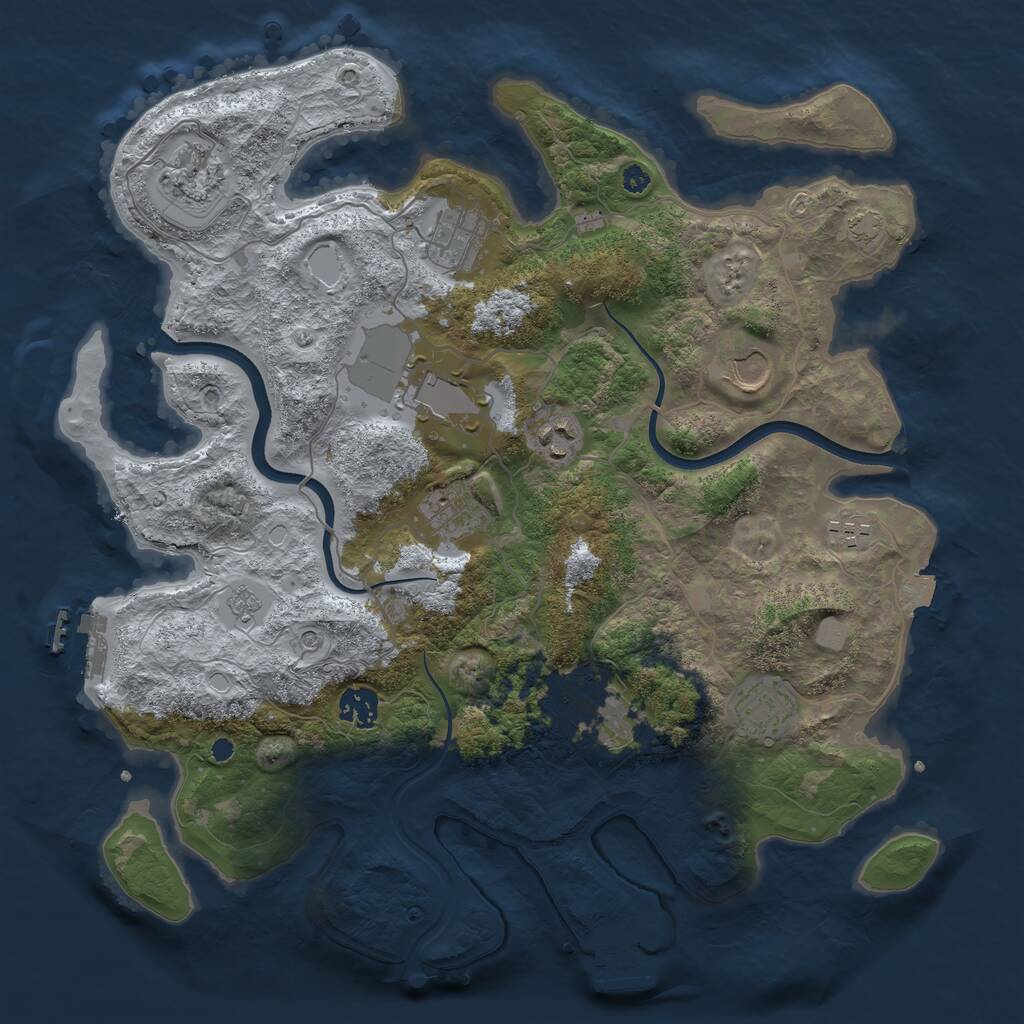 Rust Map: Procedural Map, Size: 3750, Seed: 24750, 16 Monuments