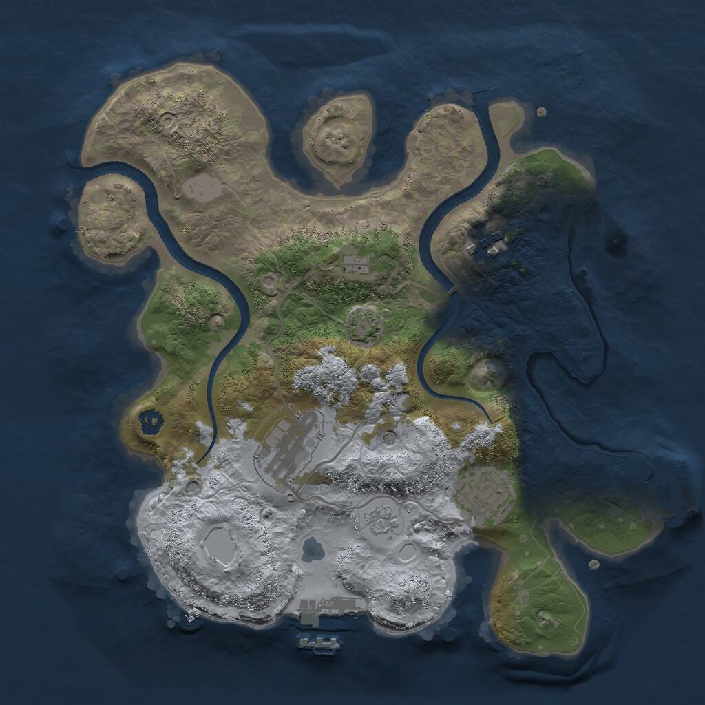 Rust Map: Procedural Map, Size: 2750, Seed: 117801639, 9 Monuments