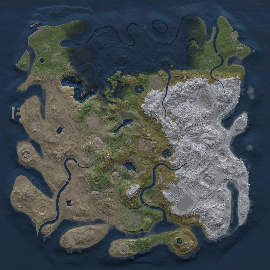 Rust Map: Procedural Map, Size: 4500, Seed: 1096933804, 17 Monuments
