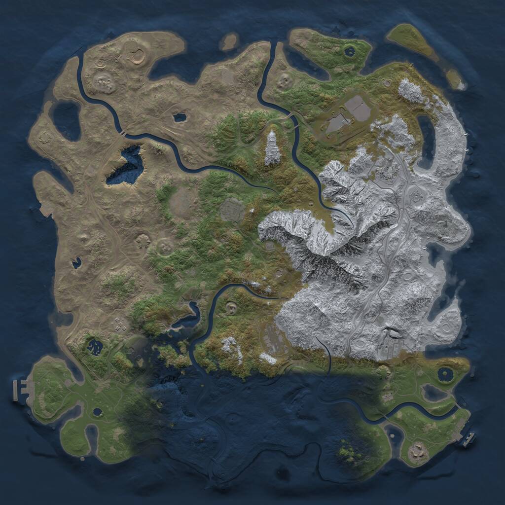 Rust Map: Procedural Map, Size: 5000, Seed: 456481, 17 Monuments