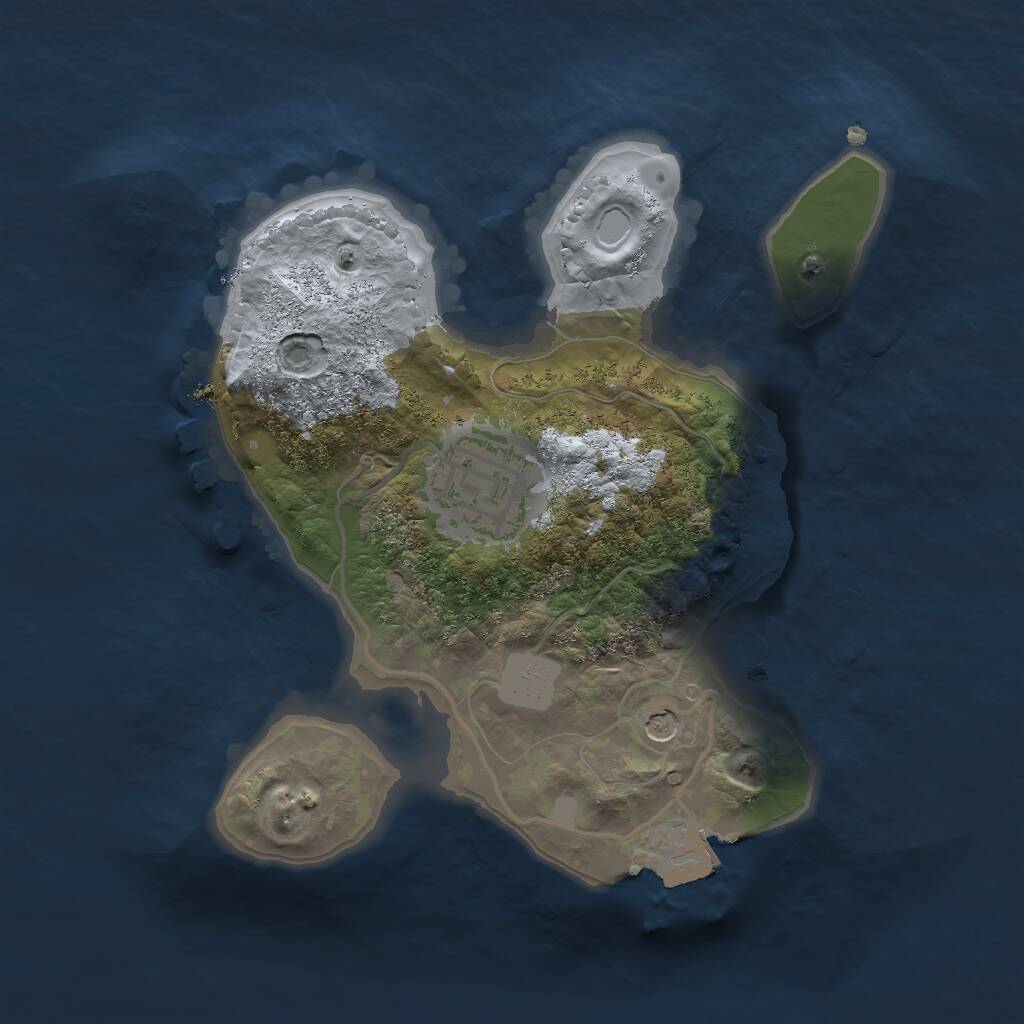 Rust Map: Procedural Map, Size: 2000, Seed: 123454321, 3 Monuments