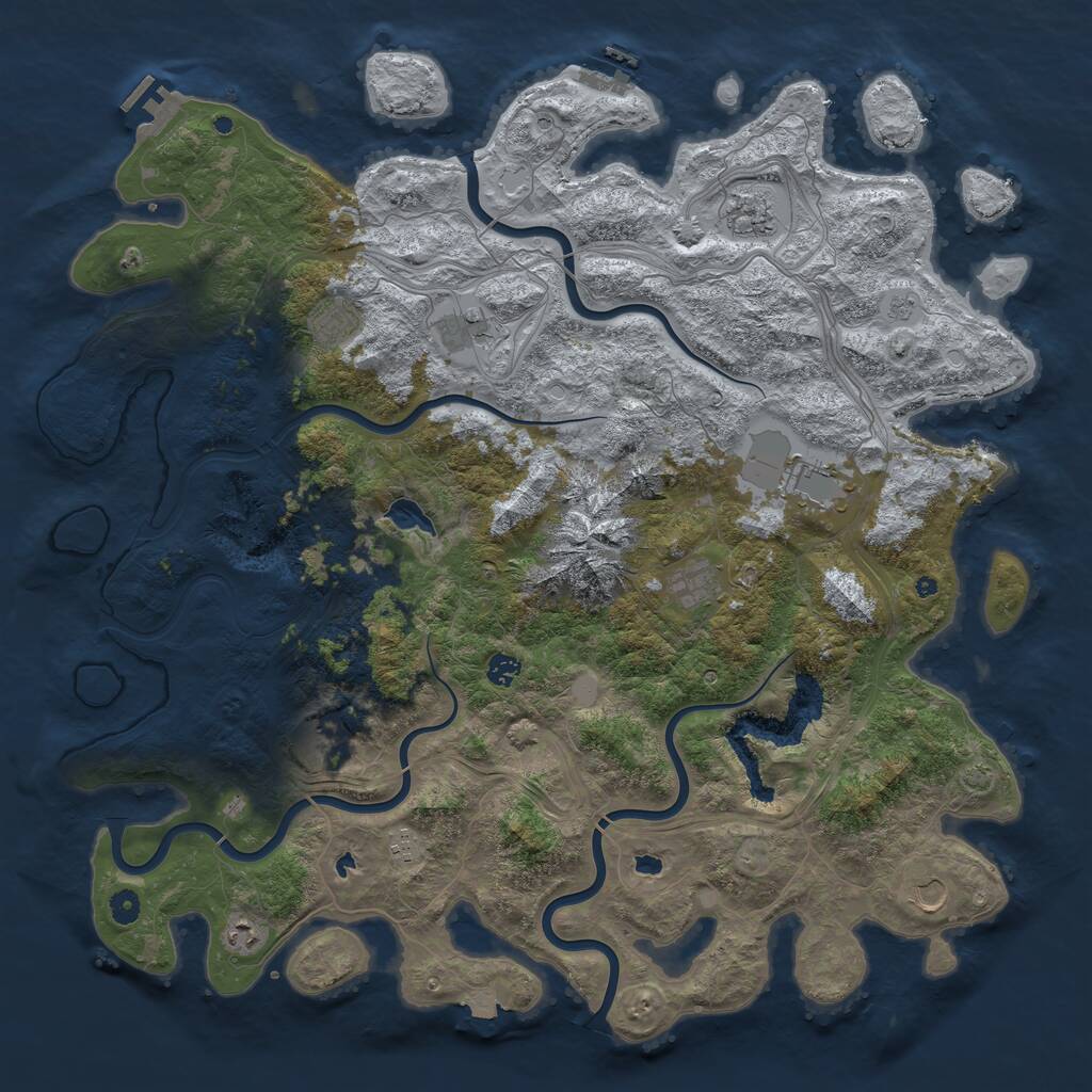 Rust Map: Procedural Map, Size: 5000, Seed: 487295876, 16 Monuments