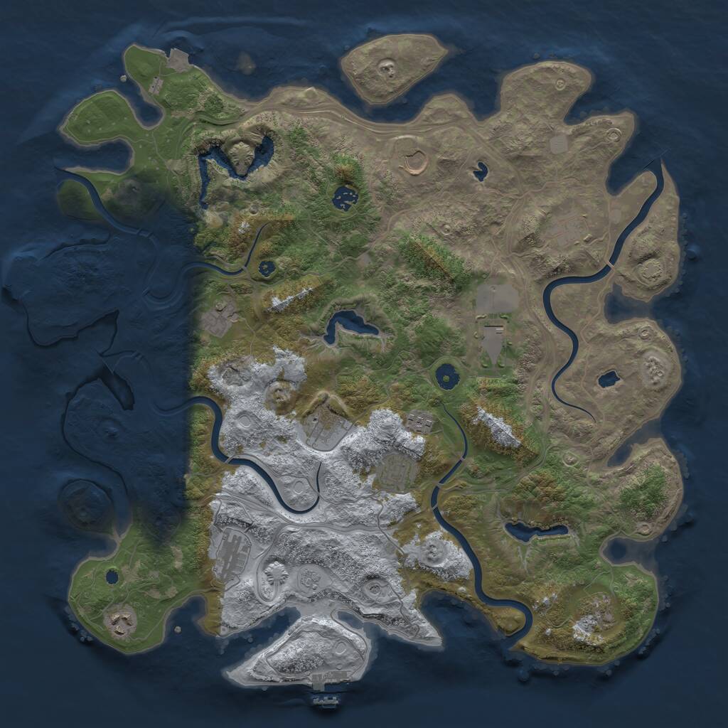Rust Map: Procedural Map, Size: 4500, Seed: 283025077, 17 Monuments