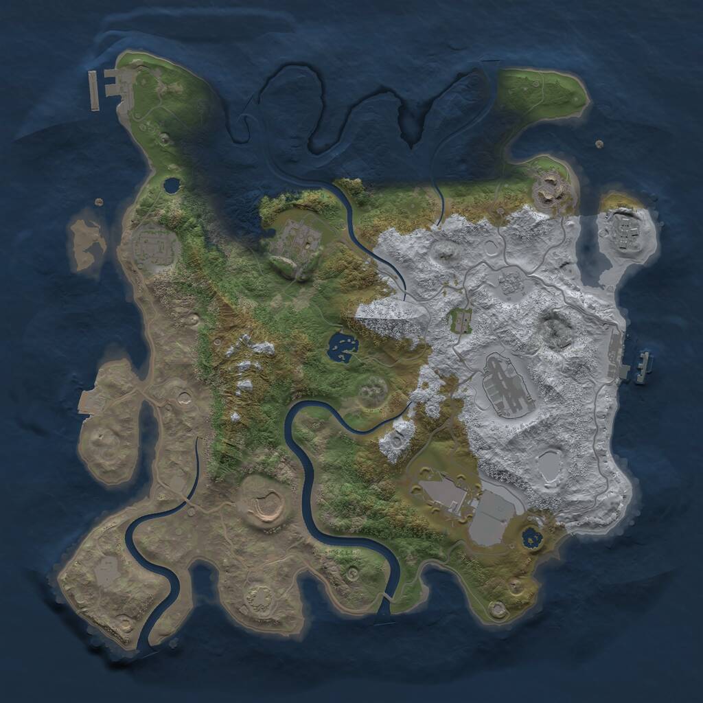 Rust Map: Procedural Map, Size: 3500, Seed: 900584413, 14 Monuments