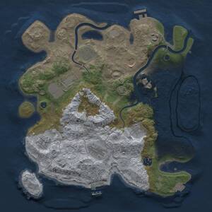 Thumbnail Rust Map: Procedural Map, Size: 3500, Seed: 1608834863, 15 Monuments
