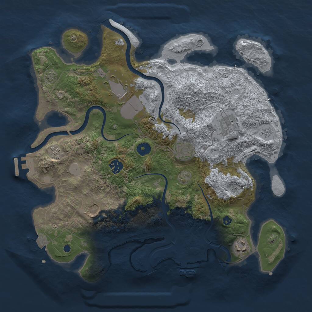 Rust Map: Procedural Map, Size: 3500, Seed: 563660, 13 Monuments