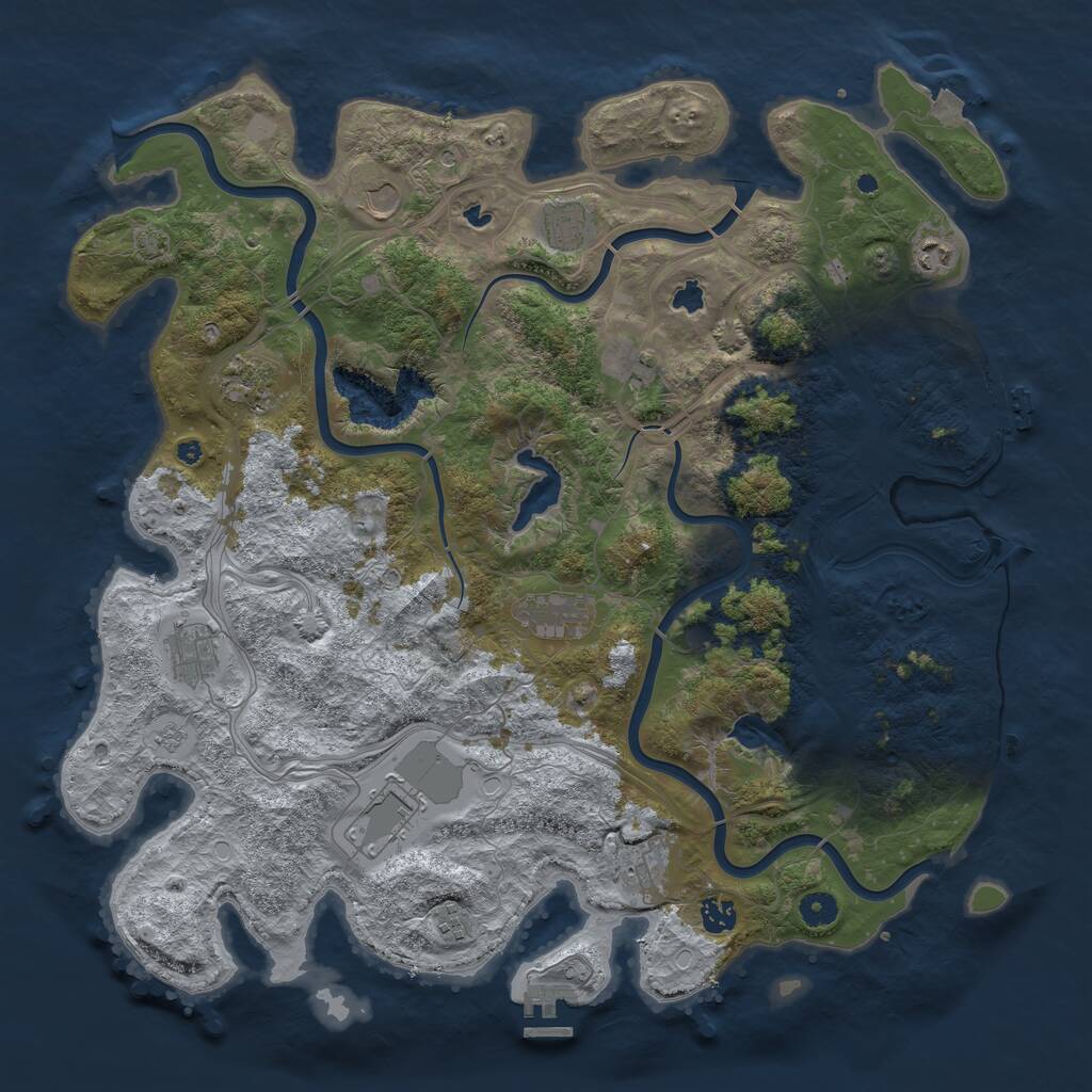 Rust Map: Procedural Map, Size: 4500, Seed: 1234567829, 17 Monuments