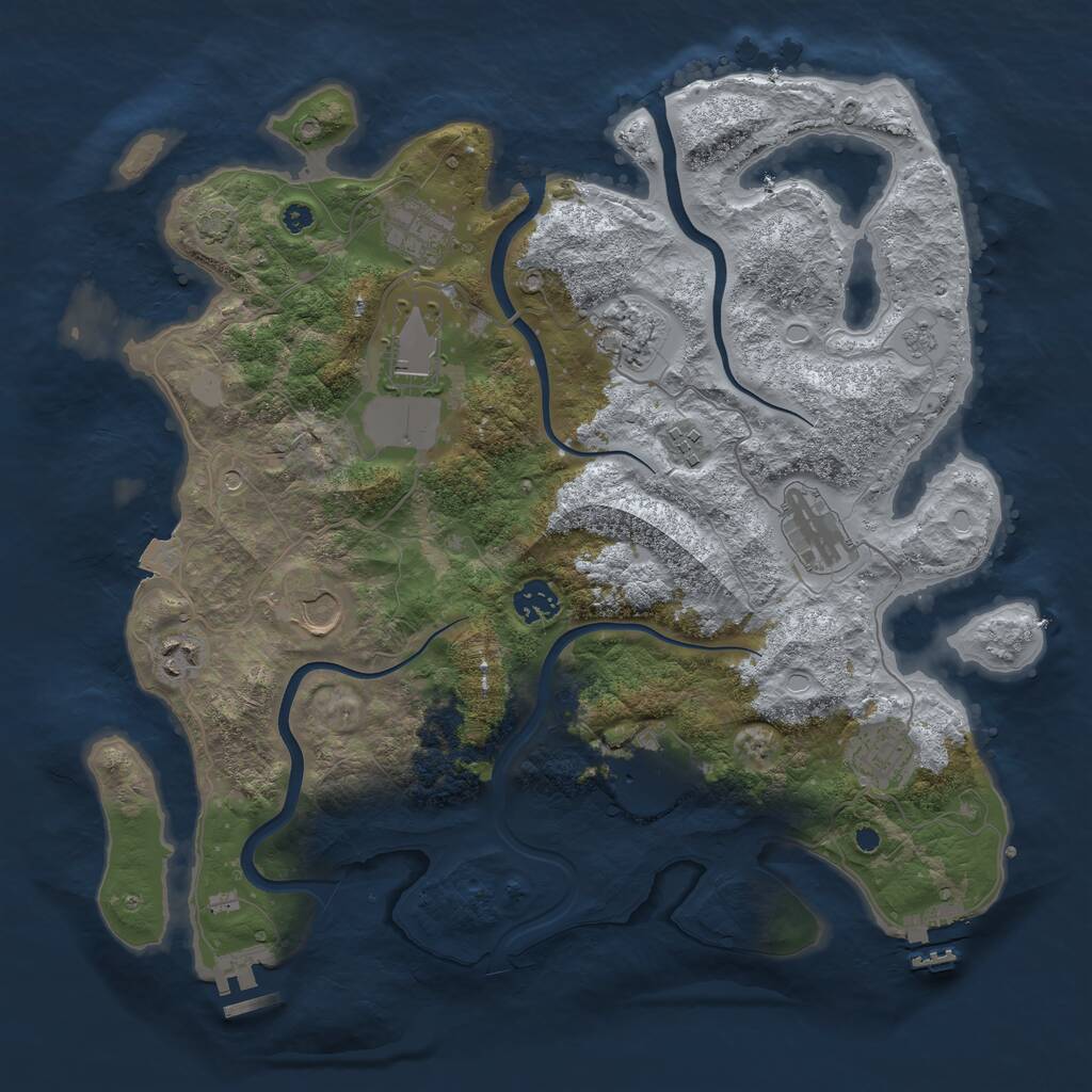 Rust Map: Procedural Map, Size: 3800, Seed: 1294948502, 16 Monuments