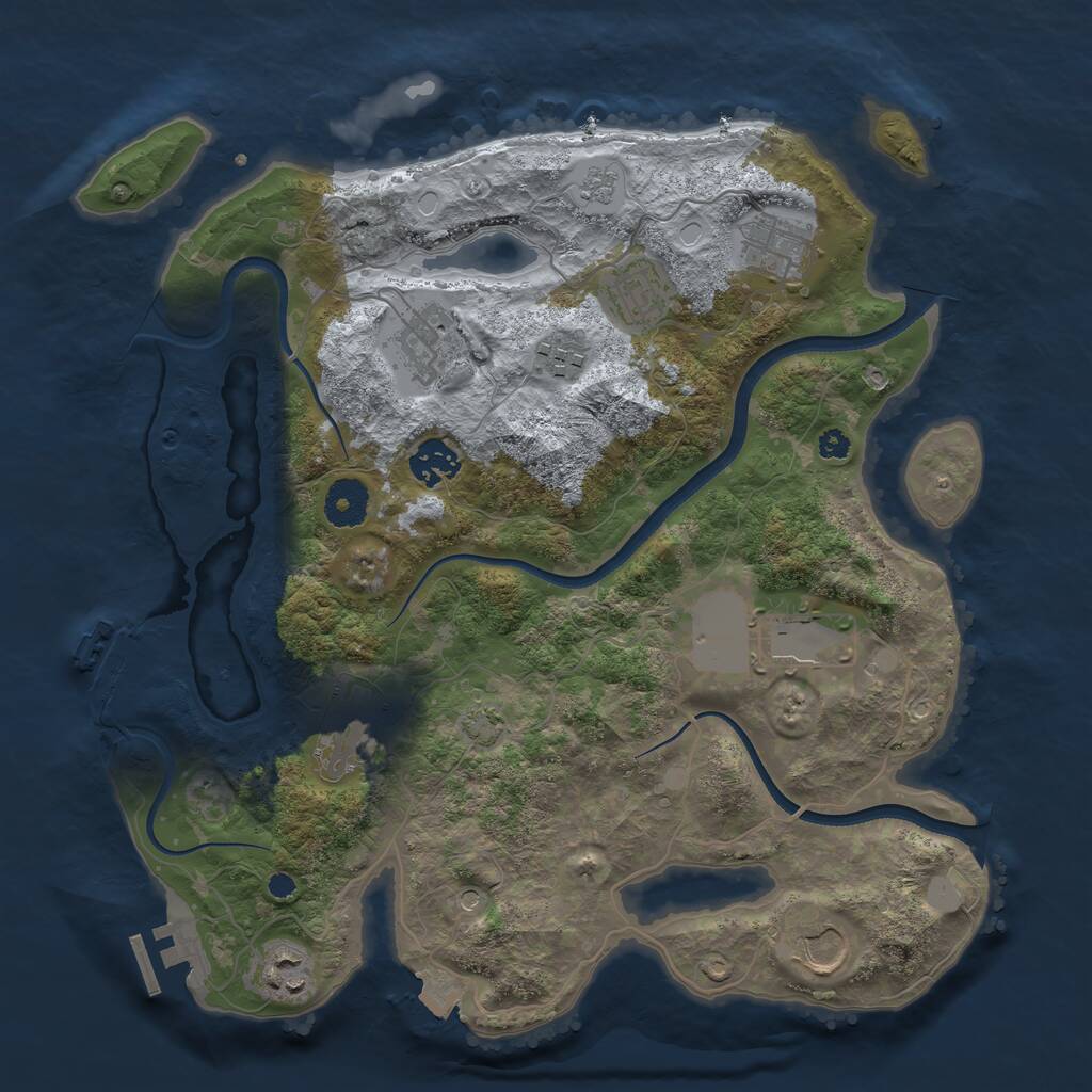 Rust Map: Procedural Map, Size: 3500, Seed: 1625349, 15 Monuments