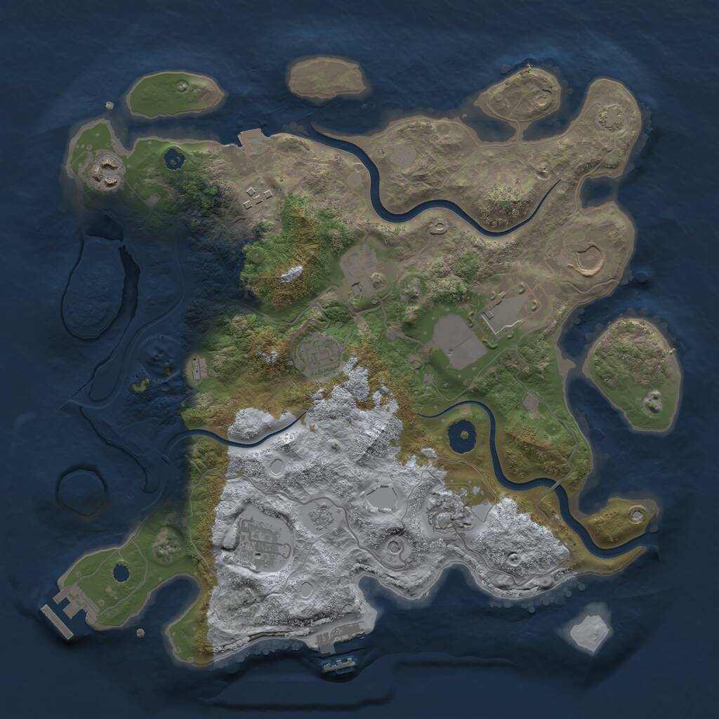 Rust Map: Procedural Map, Size: 3500, Seed: 1670250074, 14 Monuments
