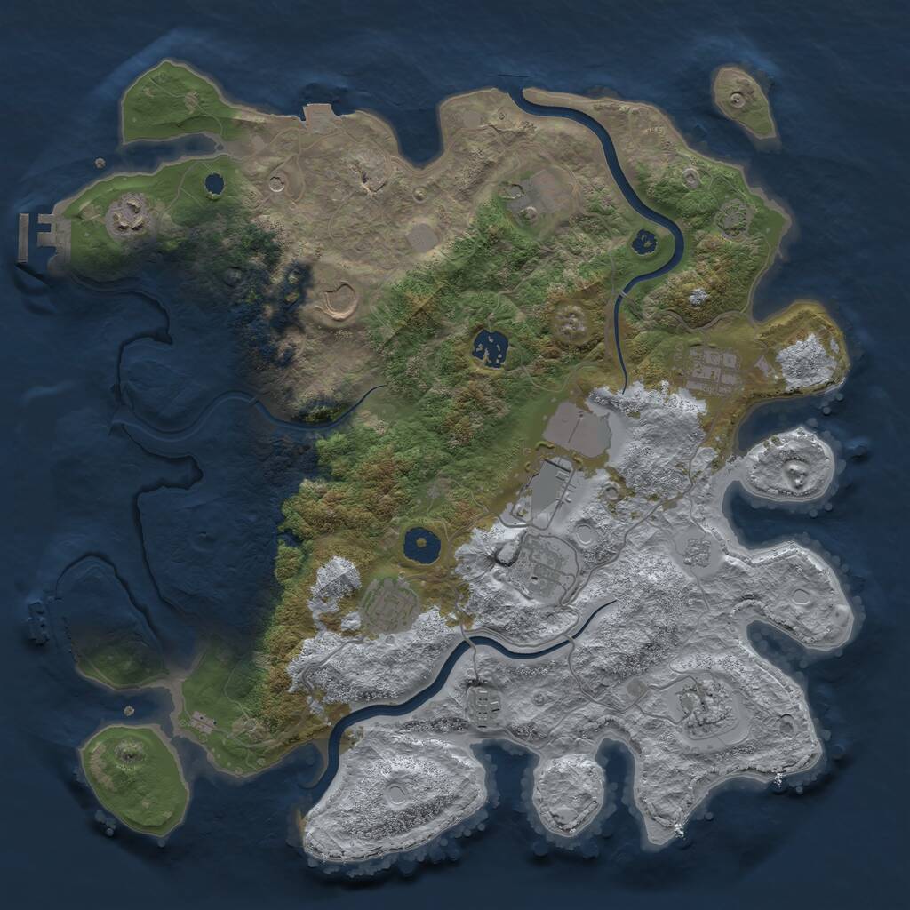Rust Map: Procedural Map, Size: 3750, Seed: 1331288570, 16 Monuments