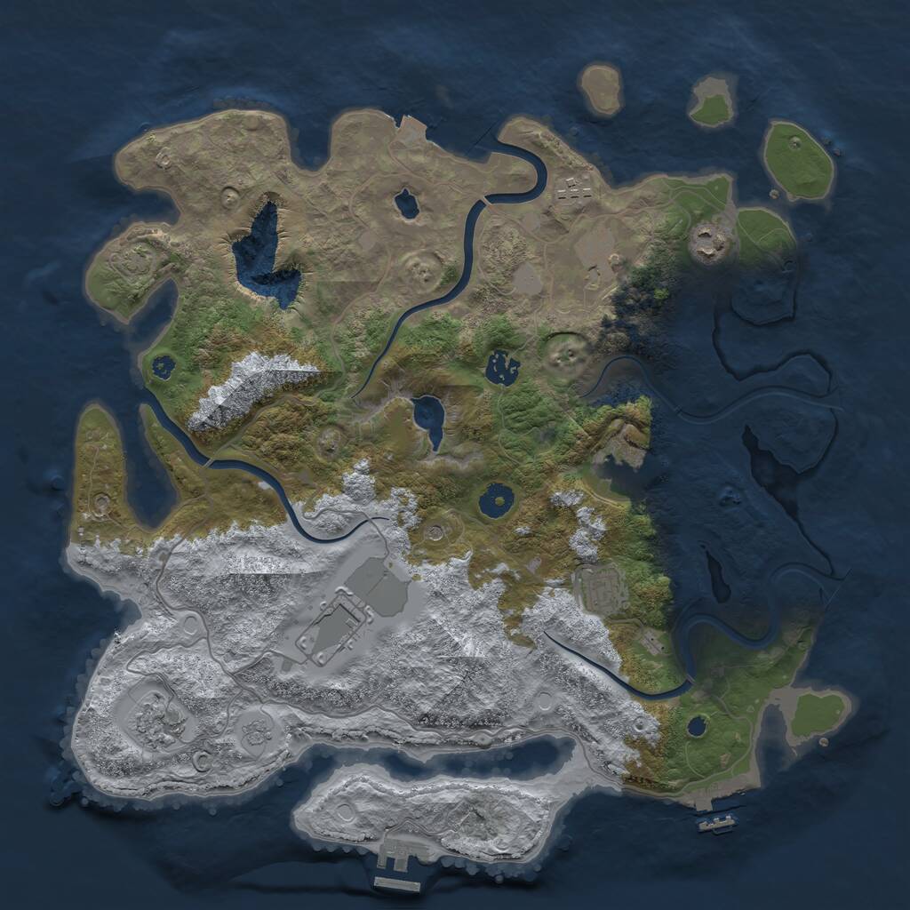 Rust Map: Procedural Map, Size: 4000, Seed: 1098736754, 14 Monuments
