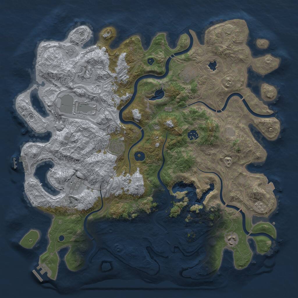 Rust Map: Procedural Map, Size: 4300, Seed: 1704768415, 14 Monuments
