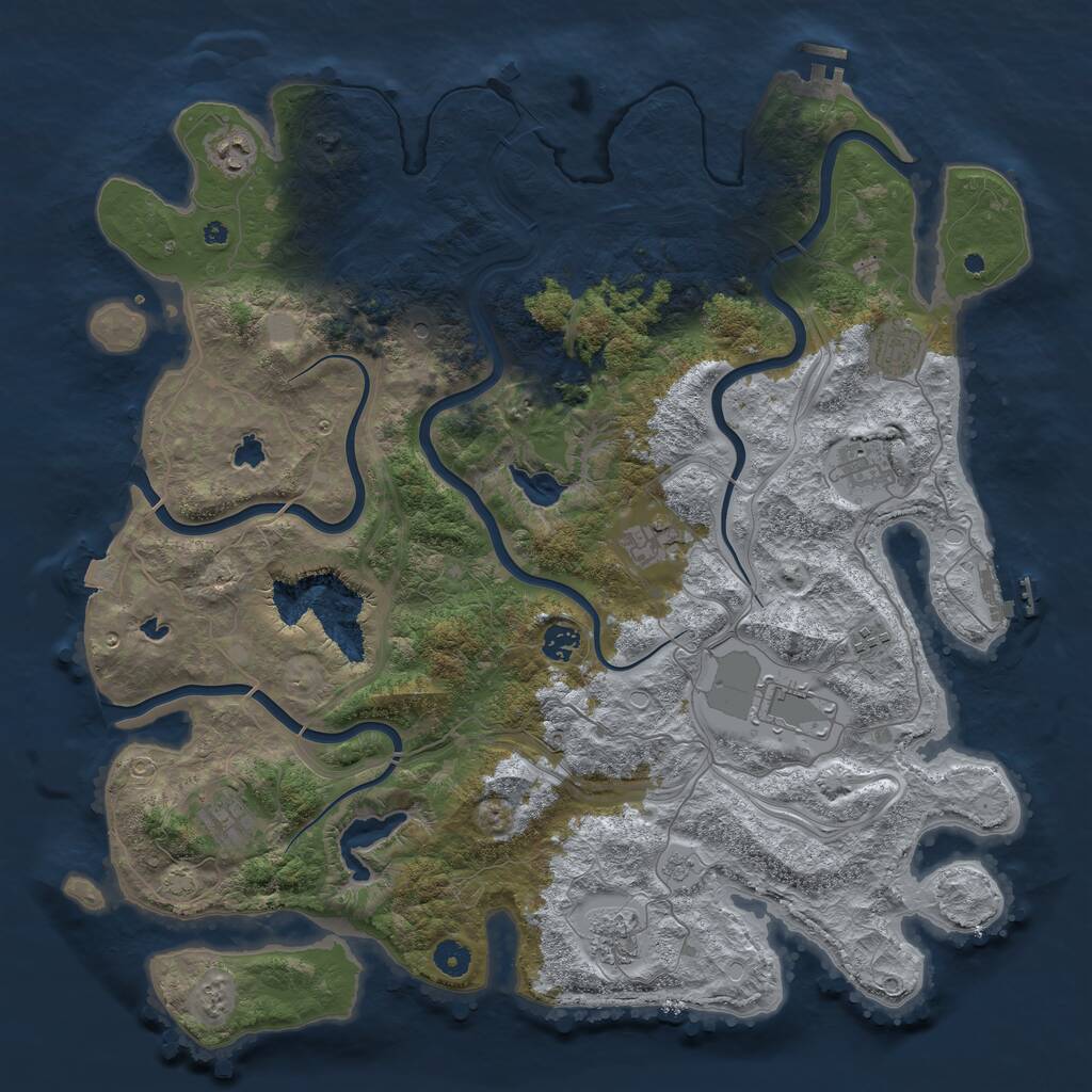 Rust Map: Procedural Map, Size: 4500, Seed: 670613467, 15 Monuments