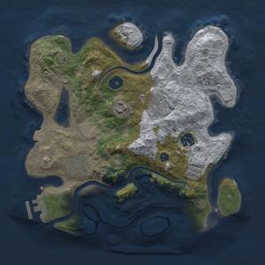 Thumbnail Rust Map: Procedural Map, Size: 3000, Seed: 1386103585, 10 Monuments
