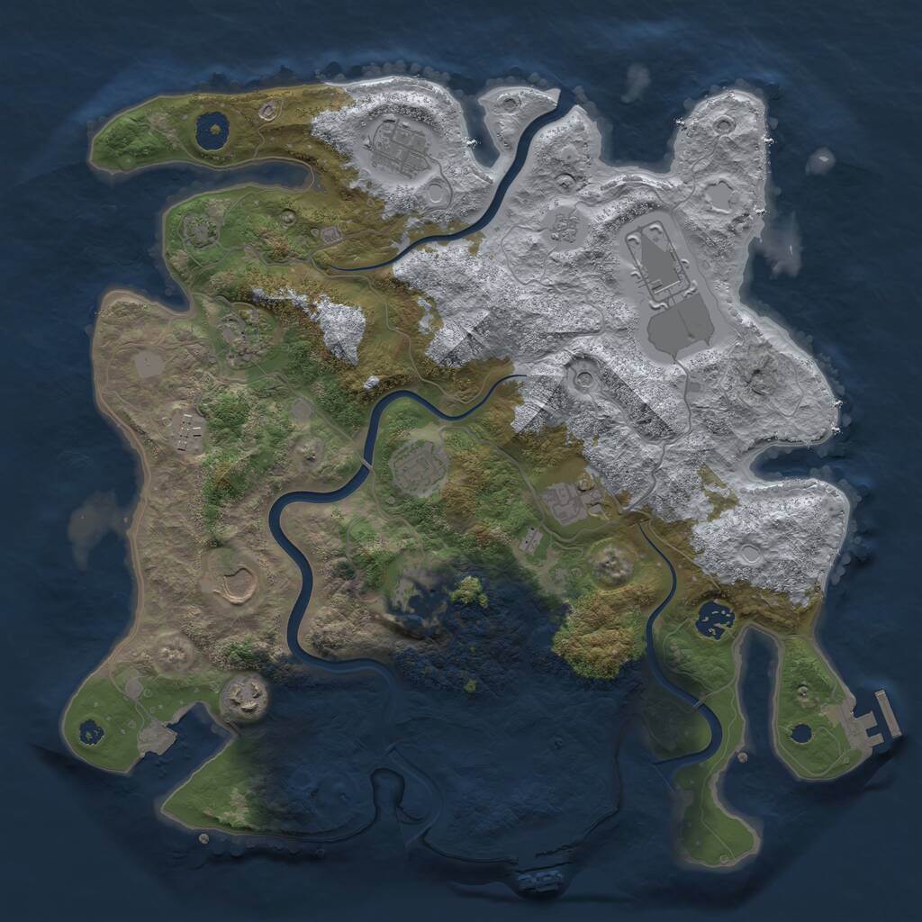Rust Map: Procedural Map, Size: 3800, Seed: 343548451, 16 Monuments