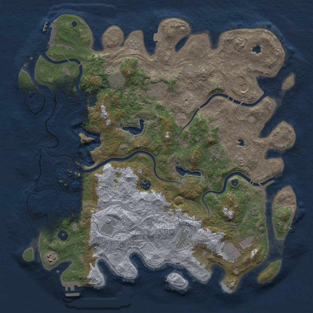 Rust Map: Procedural Map, Size: 4600, Seed: 814241, 16 Monuments