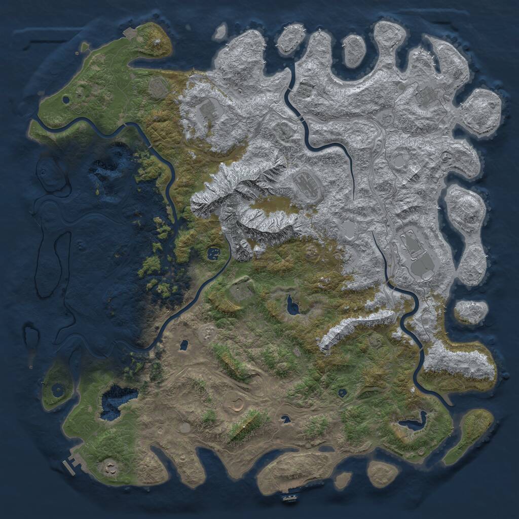 Rust Map: Procedural Map, Size: 6000, Seed: 12856493, 17 Monuments