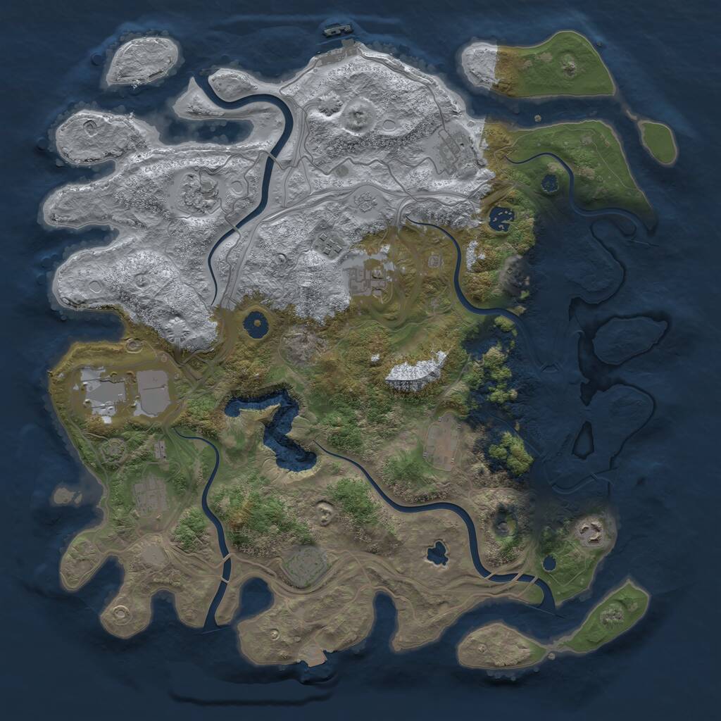Rust Map: Procedural Map, Size: 4250, Seed: 721087426, 15 Monuments
