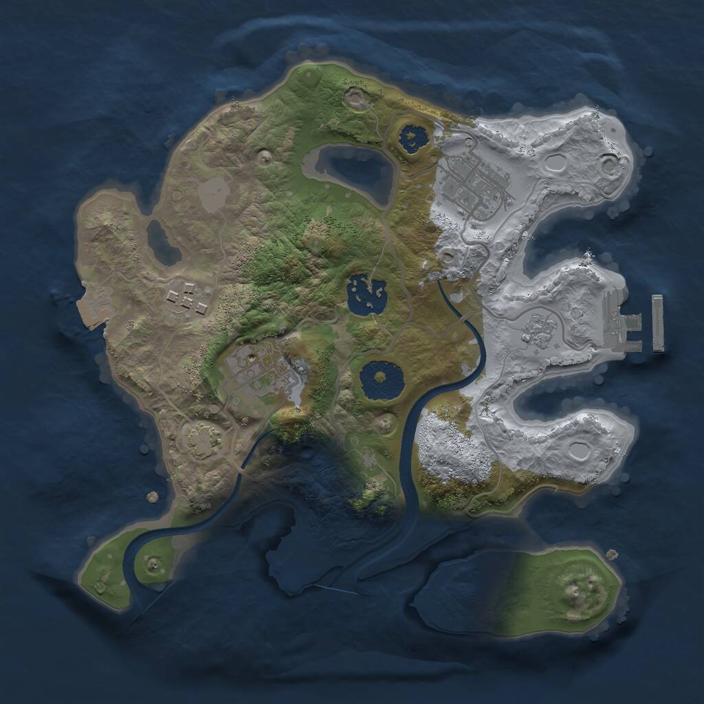 Rust Map: Procedural Map, Size: 2500, Seed: 980300378, 8 Monuments