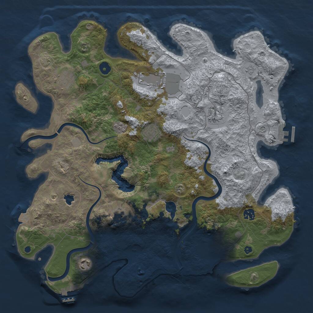 Rust Map: Procedural Map, Size: 4000, Seed: 1162174303, 14 Monuments