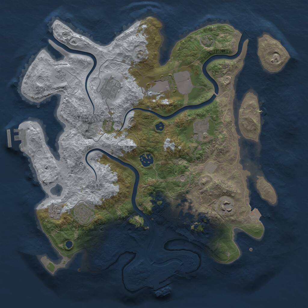 Rust Map: Procedural Map, Size: 3500, Seed: 2063799064, 14 Monuments