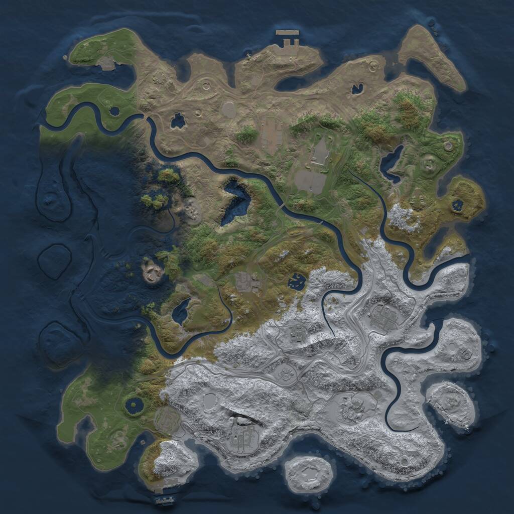 Rust Map: Procedural Map, Size: 4500, Seed: 121602297, 16 Monuments