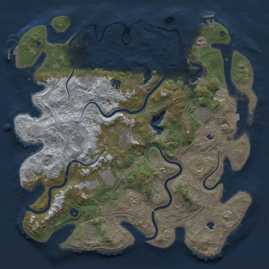 Rust Map: Procedural Map, Size: 4500, Seed: 94844007, 17 Monuments