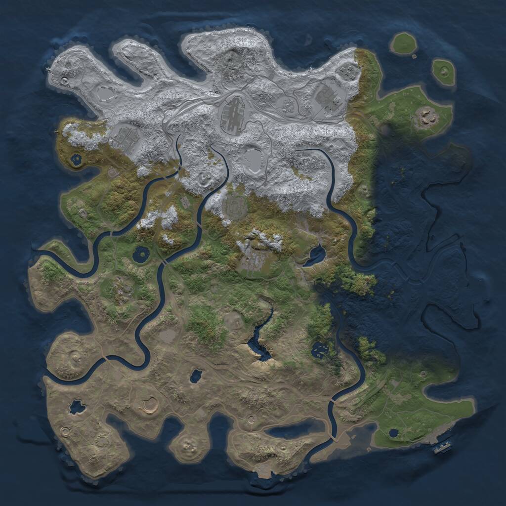 Rust Map: Procedural Map, Size: 4500, Seed: 2052962915, 16 Monuments