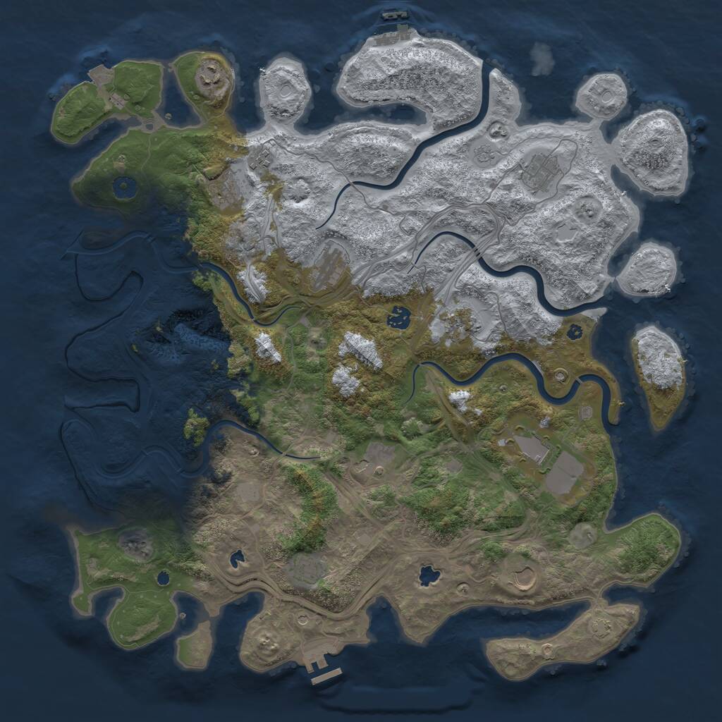 Rust Map: Procedural Map, Size: 4600, Seed: 257259192, 17 Monuments